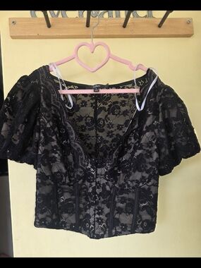 Lulu's Black Floral Lace Corset Top
